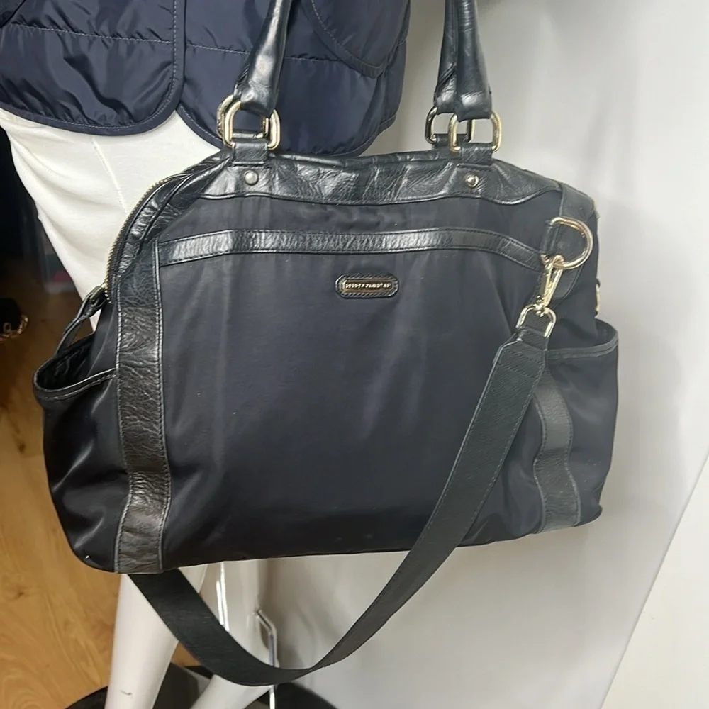 Rebecca Minkoff Knocked Up Diaper Bag Black Nylon & Leather